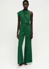 Mango Asymmetrical Long Jumpsuit With Belt Green Apple In Green