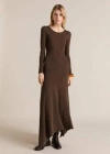 Mango Asymmetrical Low Knit Dress Caramel In Caramel