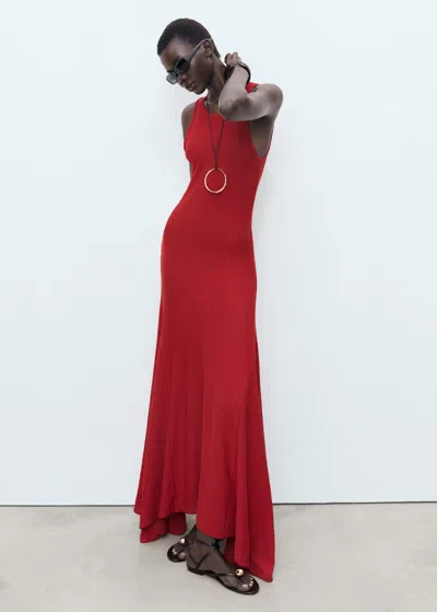 Mango Robe En Maille Bas Asymétrique Rouge - Femme - S -  In Red