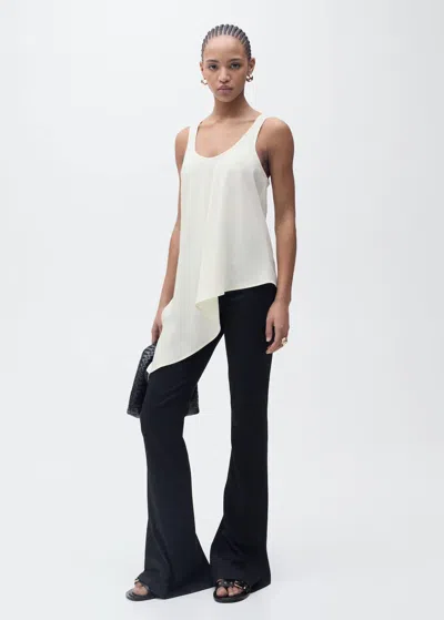Mango Asymmetrical Lyocell Top Ecru