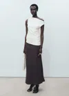 Mango Asymmetrical Modal Top Ecru In Ecru