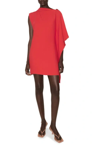 Mango Asymmetrical Neck Dress In Red