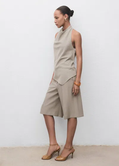 Mango Asymmetrical Open-back Top Grey In Gray