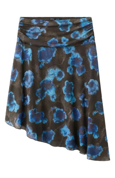 Mango Asymmetrical Printed Mesh Skirt In Multi