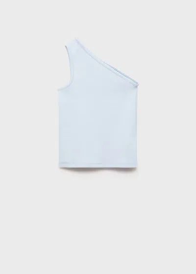 Mango Kids' Asymmetrical Ribbed Top Sky Blue