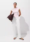 Mango Asymmetrical Ruched T-shirt In Black