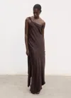 Mango Robe Satinée Asymétrique Marron - Femme - S -