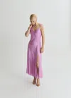 Mango One Shoulder Satin Midi Dress With Side Split In Pink