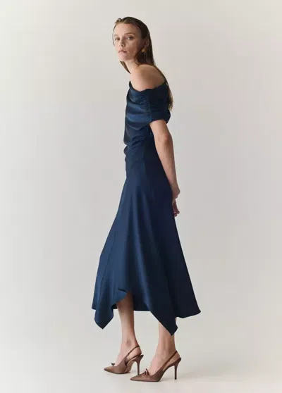 Mango Asymmetrical Satin Dress In Red