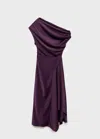 Mango Asymmetrical Satin Dress Purple