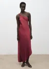 Mango Asymmetrical Satin Dress Wine In Burgundy