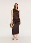 Mango Soft Touch Modal Mix Slim Fit Maxi Dress With High Neck In Brown