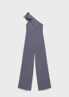 Mango Asymmetrical Satin Jumpsuit Charcoal In Charcoal