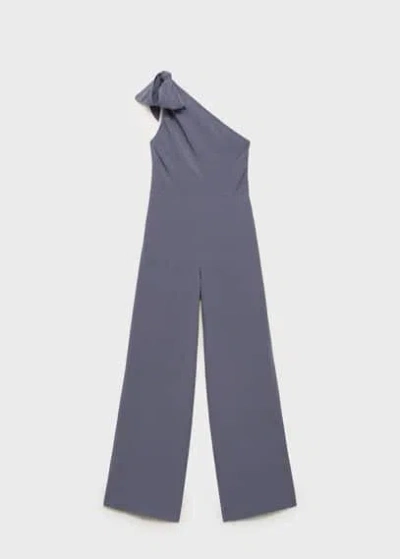 Mango Asymmetrical Satin Jumpsuit Charcoal