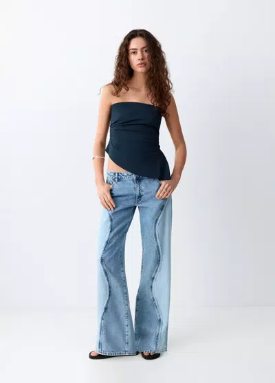 MANGO ASYMMETRICAL STRAPLESS TOP