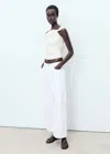 Mango Asymmetrical Strapless Top Ecru