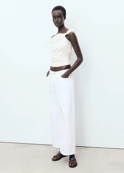 Mango Asymmetrical Strapless Top Ecru In Sand