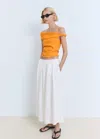 Mango Asymmetrical Strapless Top Orange