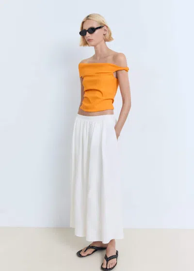 Mango Asymmetrical Strapless Top Orange