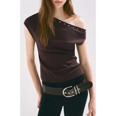 MANGO MANGO ASYMMETRICAL STUDDED T-SHIRT