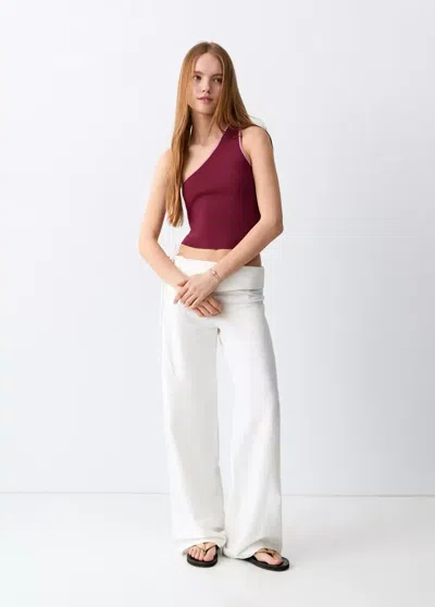 Mango Asymmetrical Top With Contrasting Trim In Pink