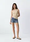 Mango Asymmetrical Top With Ruched Side In Gold