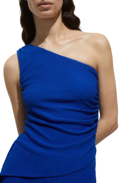 Mango Atisa One-shoulder Asymmetric Hem Top In Medium Blue