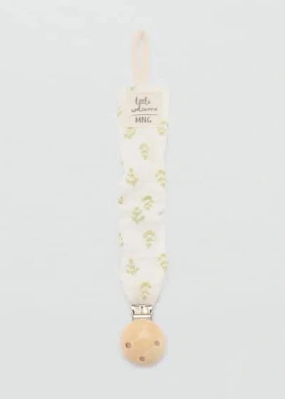 Mango Babies' Printed Brooch Pacifier Holder Green In Neutral