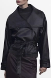 Mango Auro Double Breasted Faux Leather Jacket In Black