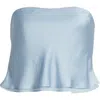 Mango Azur Strapless Crop Top In Blue