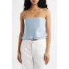 Mango Azur Strapless Crop Top In Blue
