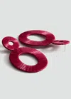 Mango Natural Fiber Circular Design Earrings Red In Red