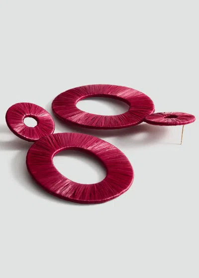 Mango Natural Fiber Circular Design Earrings Red