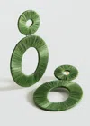 Mango Natural Fiber Circular Design Earrings Pastel Green
