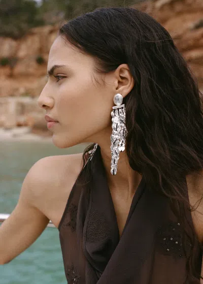 Mango Babouches Cuir Ouvertes À L'arrière Argent - Femme - Taille Unique -