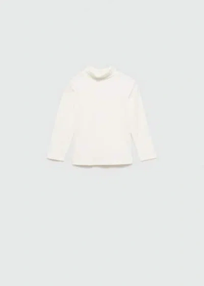 Mango Baby - T-shirt En Coton À Col Roulé Blanc Cassé - 4-5 Ans - Enfants