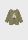 MANGO BABY LONG-SLEEVED T-SHIRT WITH EMBOSSED PRINT KHAKI