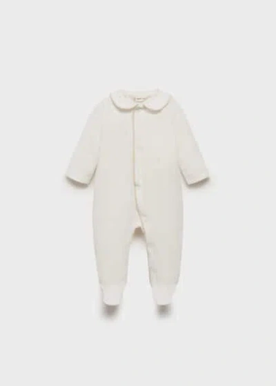 Mango Baby Babydoll Neck Bodysuit Pajamas Off White