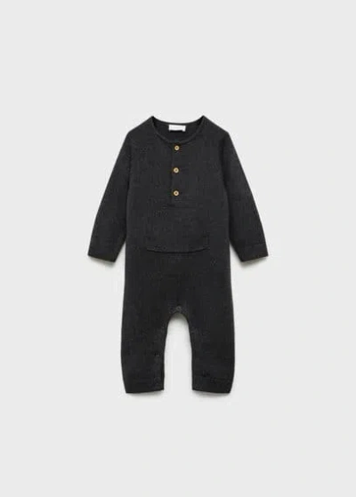 Mango Baby Cotton-knit Jumpsuit Dark Heather Grey In Gris Chiné Foncé