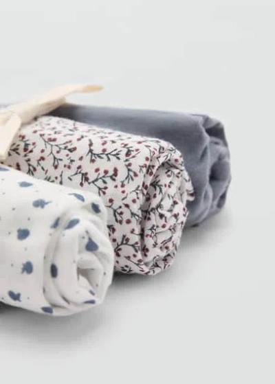 Mango Baby Pack Of 3 Muslins Blue In Gray