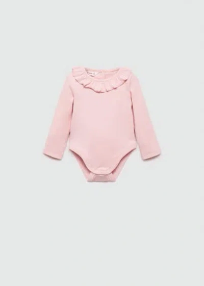 Mango Baby Babies' Ruffle Ribbed Bodysuit Pink In Rose