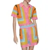 Mango Babylon Colorblock Open Stitch Cotton Polo Sweater In Pink