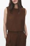 Mango Back Button Crop Top In Brown