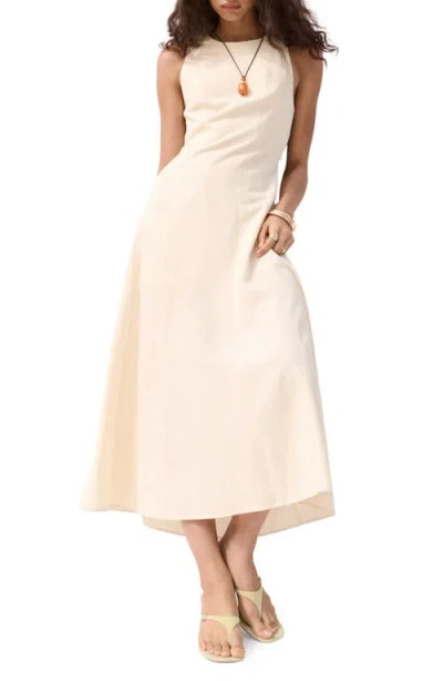 Mango Back Cutout Linen Blend A-line Dress In Neutral