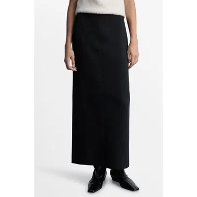 Mango Back Slit Maxi Skirt In Black