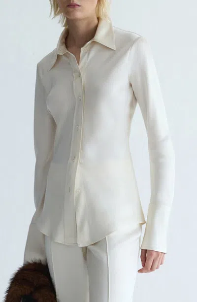 Mango Back Tie Satin Shirt In Ecru