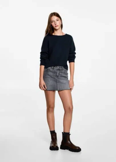 Mango Kids' Pull-over Dos Ouvert In Bleu Marine Foncé