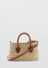 MANGO NATURAL FIBRE BAG WITH LEATHER HANDLES LEATHER