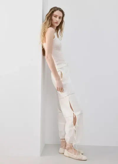 Mango Baggy Cotton Pants With Bows In White