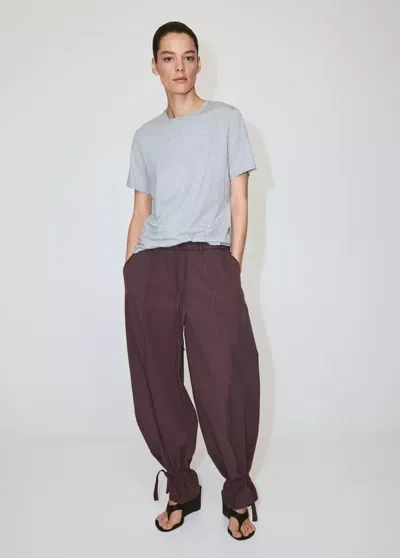 Mango Baggy Pants With Bows In Purple